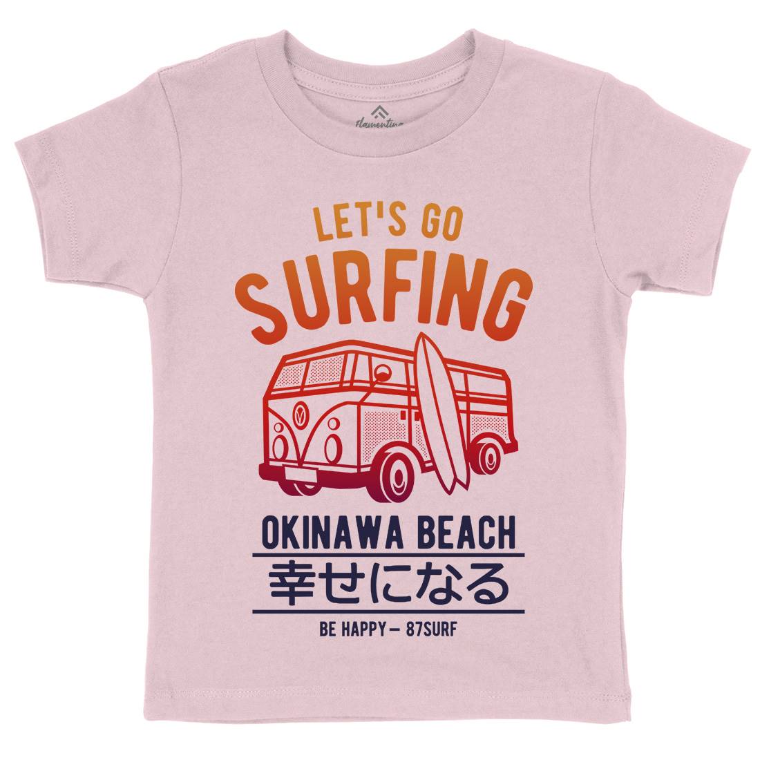 Let&#39;s Go Surfing Kids Organic Crew Neck T-Shirt Surf A247
