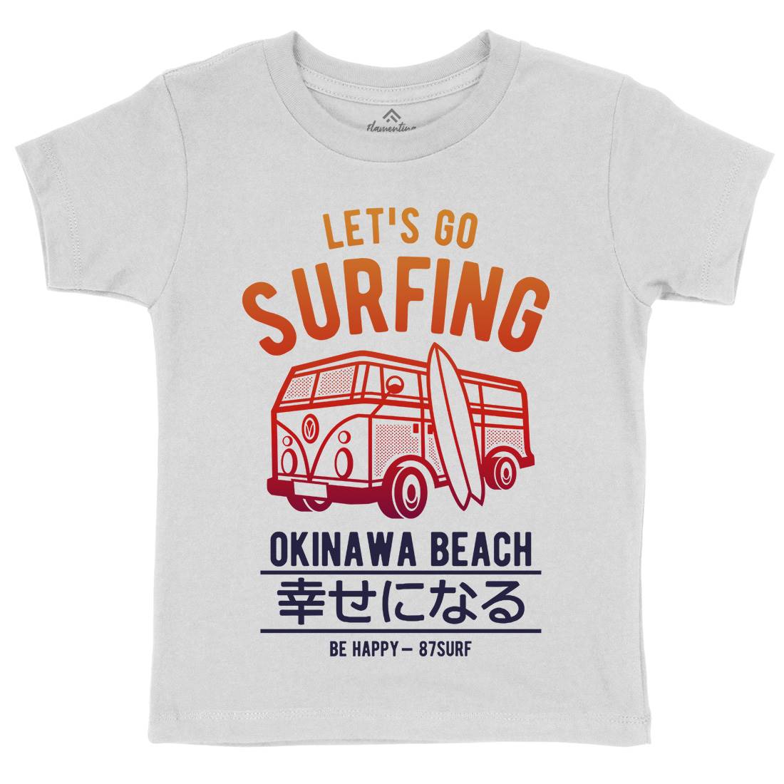 Let&#39;s Go Surfing Kids Organic Crew Neck T-Shirt Surf A247