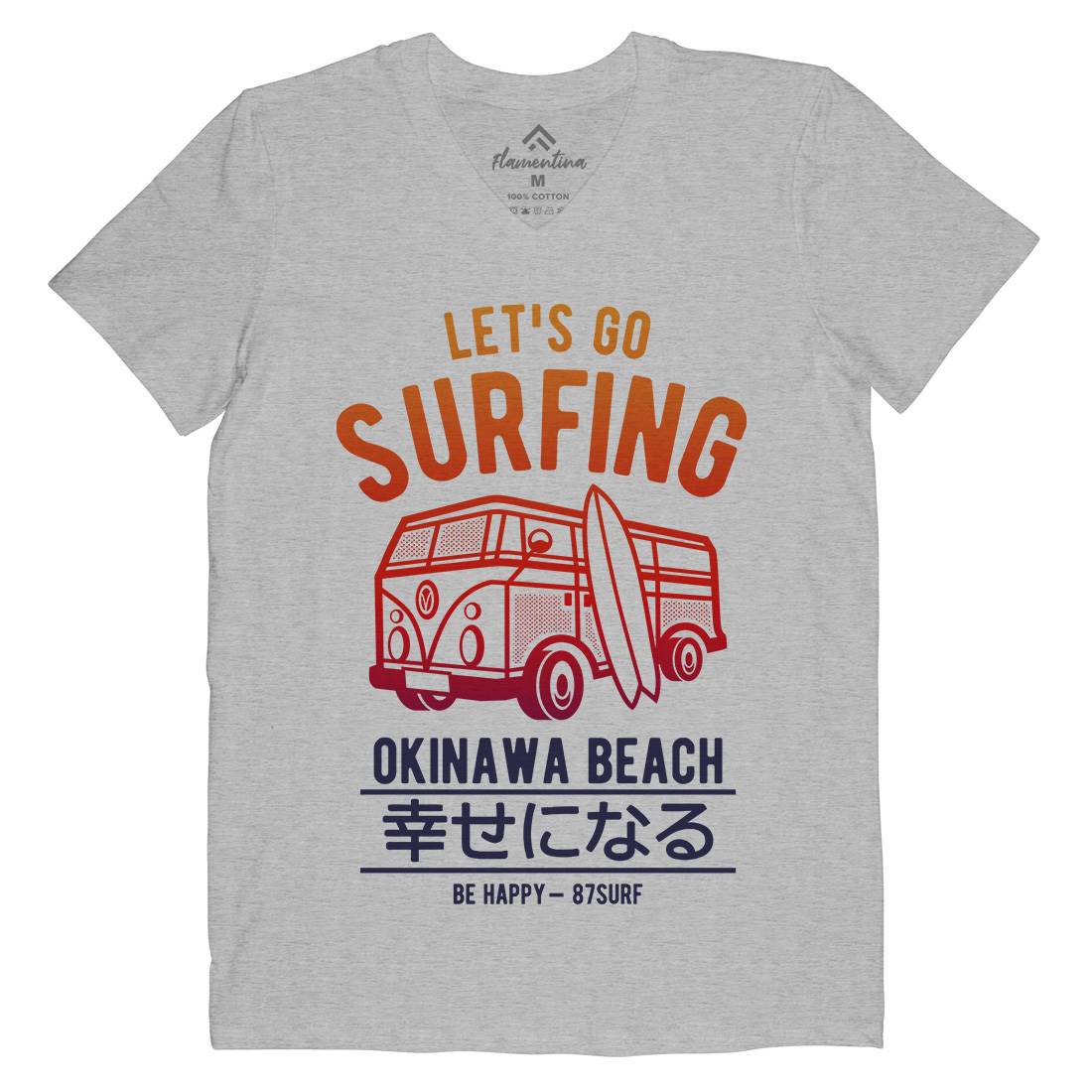 Let&#39;s Go Surfing Mens Organic V-Neck T-Shirt Surf A247
