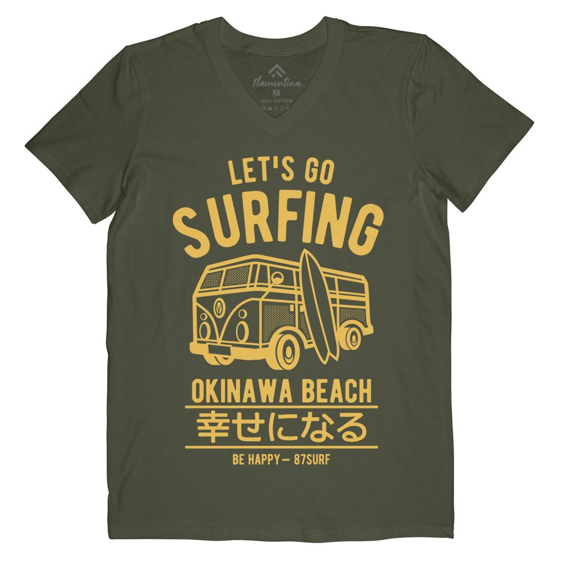 Let&#39;s Go Surfing Mens Organic V-Neck T-Shirt Surf A247