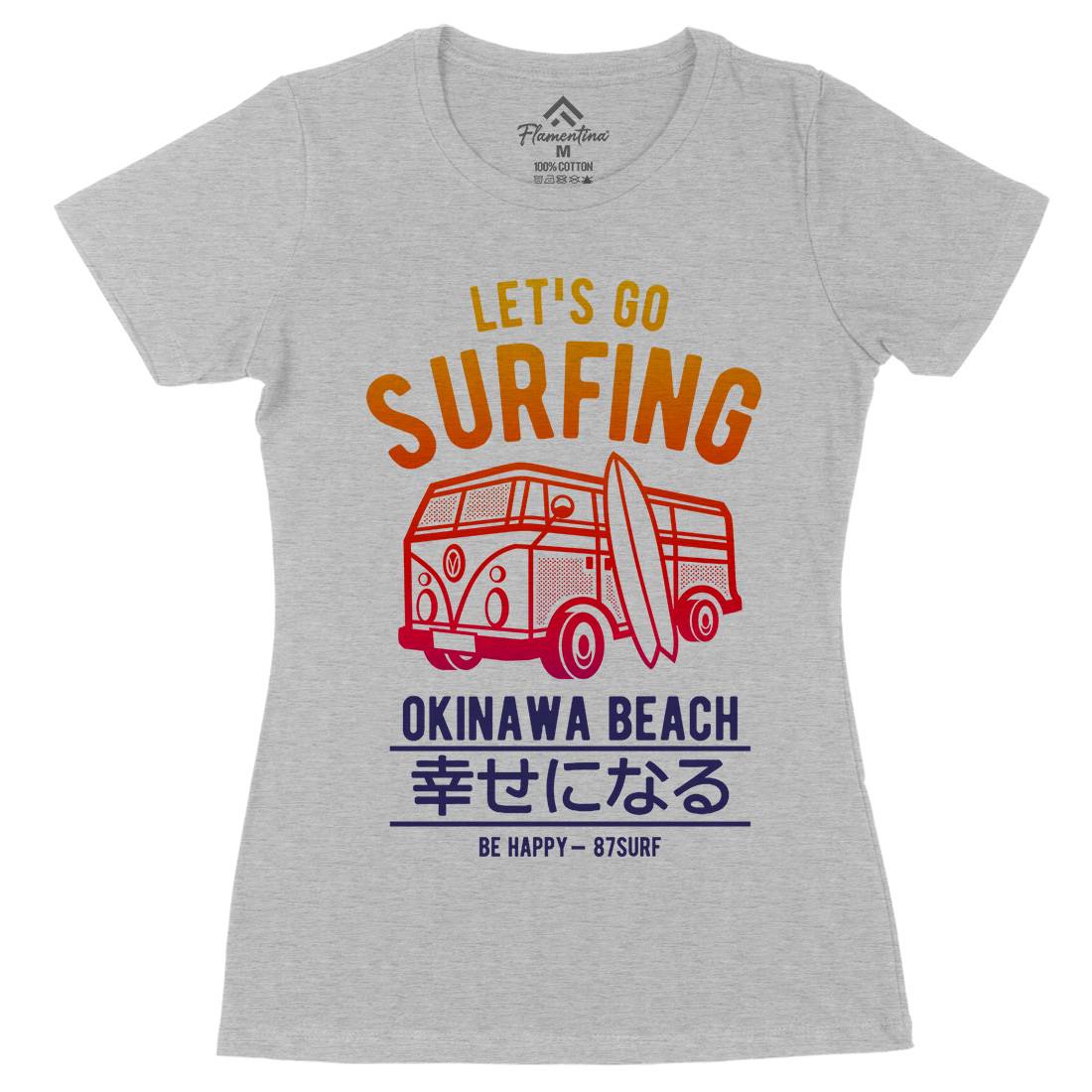Let&#39;s Go Surfing Womens Organic Crew Neck T-Shirt Surf A247