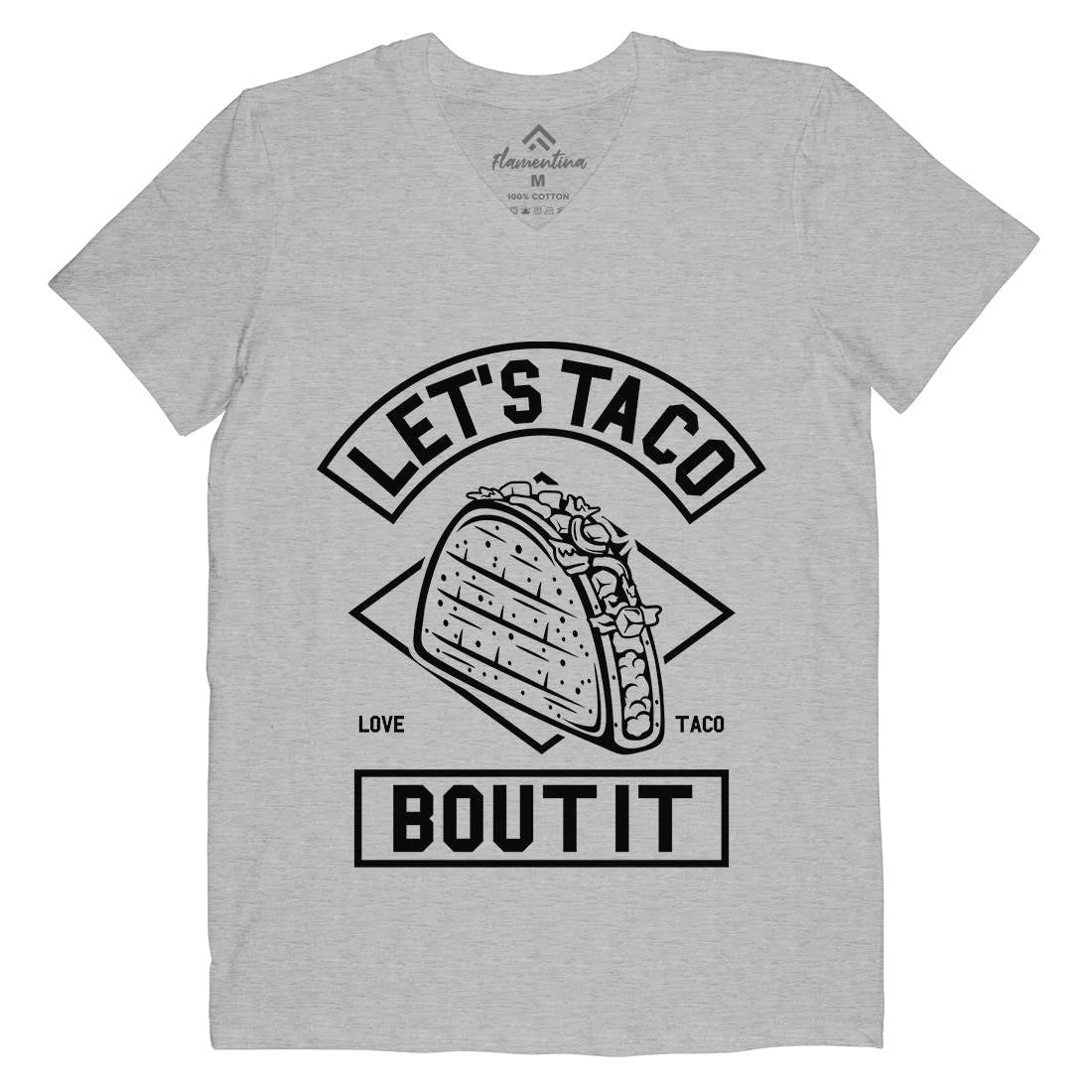 Let&#39;s Taco Mens Organic V-Neck T-Shirt Food A248