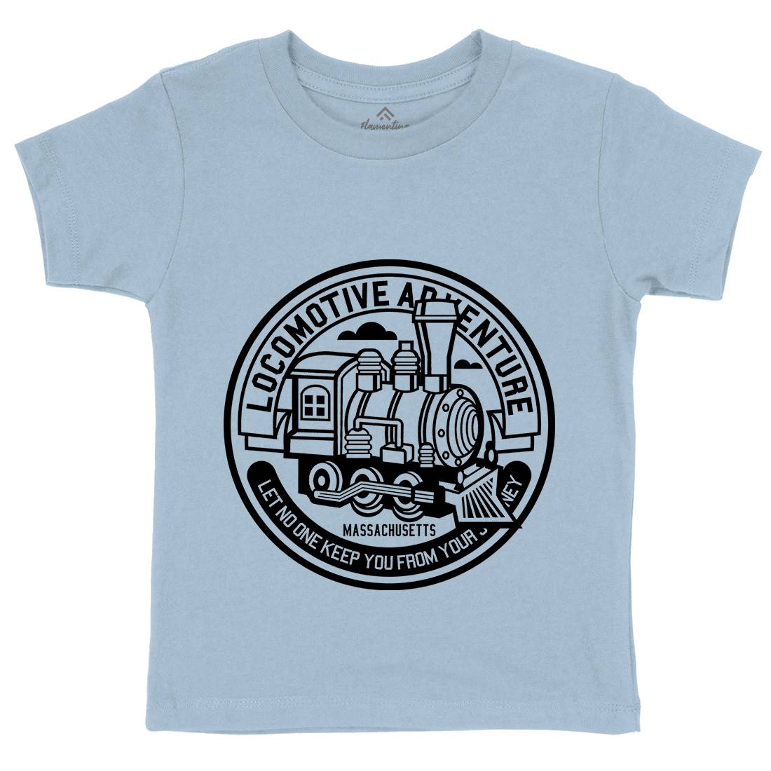 Locomotive Adventure Kids Organic Crew Neck T-Shirt Vehicles A250