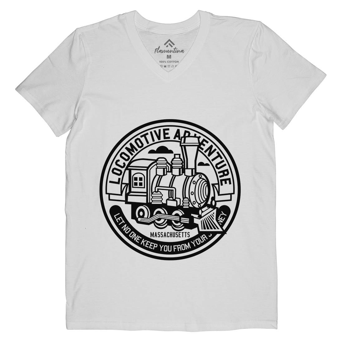 Locomotive Adventure Mens Organic V-Neck T-Shirt Vehicles A250