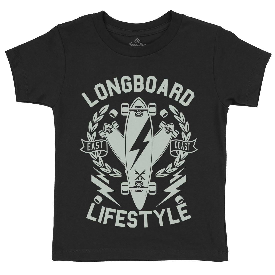 Longboard Lifestyle Kids Crew Neck T-Shirt Skate A251
