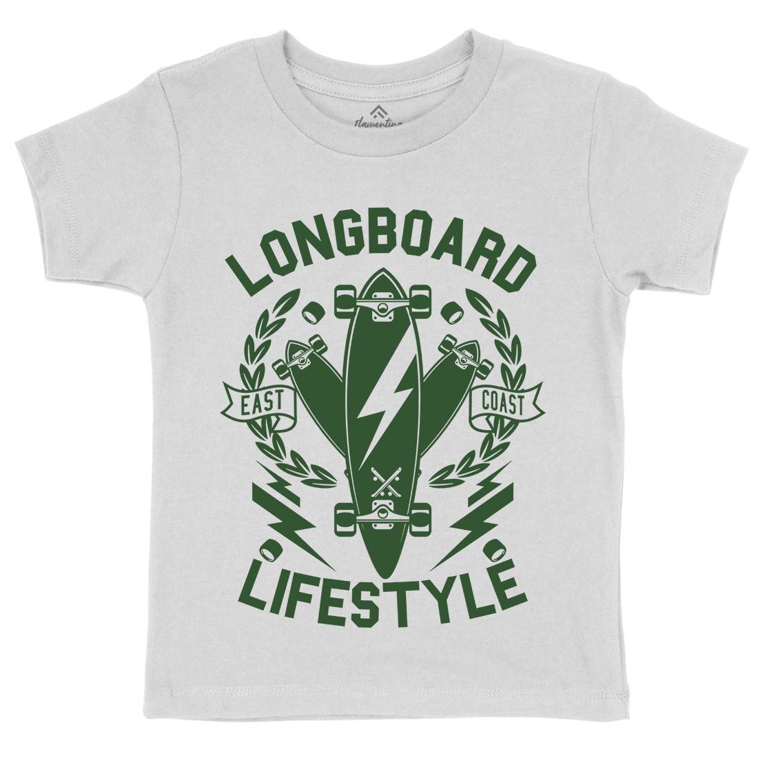 Longboard Lifestyle Kids Organic Crew Neck T-Shirt Skate A251