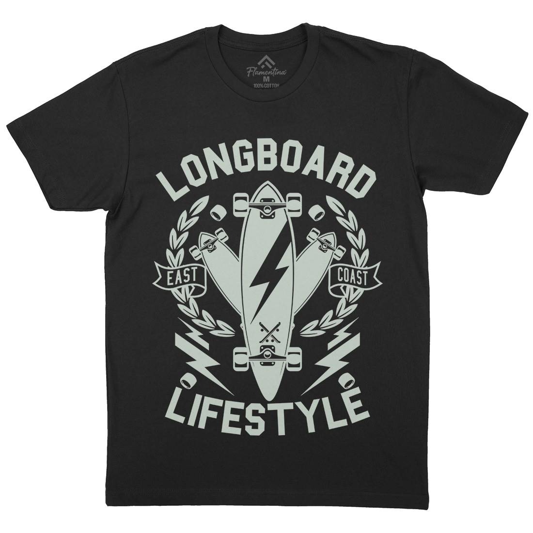 Longboard Lifestyle Mens Organic Crew Neck T-Shirt Skate A251