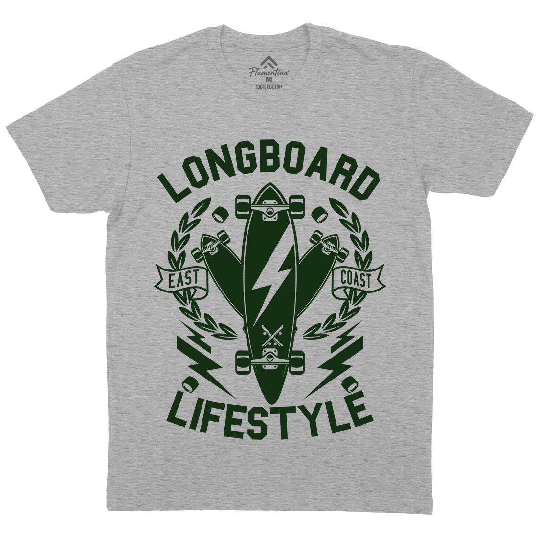 Longboard Lifestyle Mens Organic Crew Neck T-Shirt Skate A251