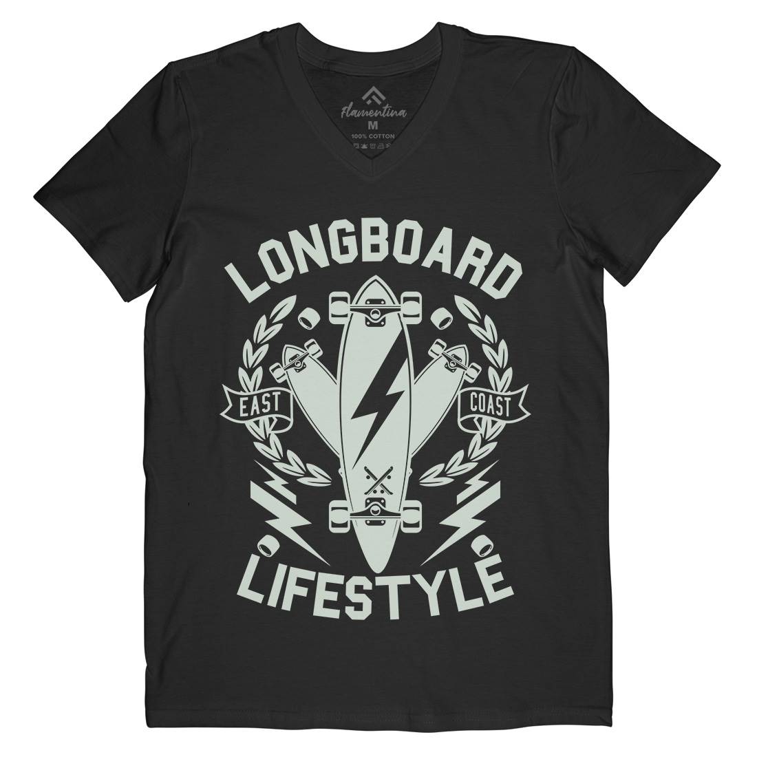 Longboard Lifestyle Mens V-Neck T-Shirt Skate A251