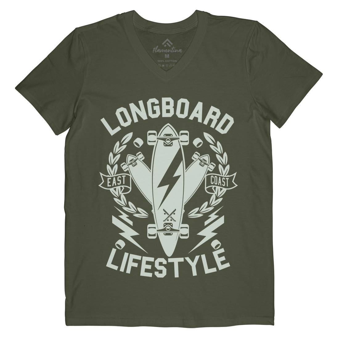 Longboard Lifestyle Mens Organic V-Neck T-Shirt Skate A251