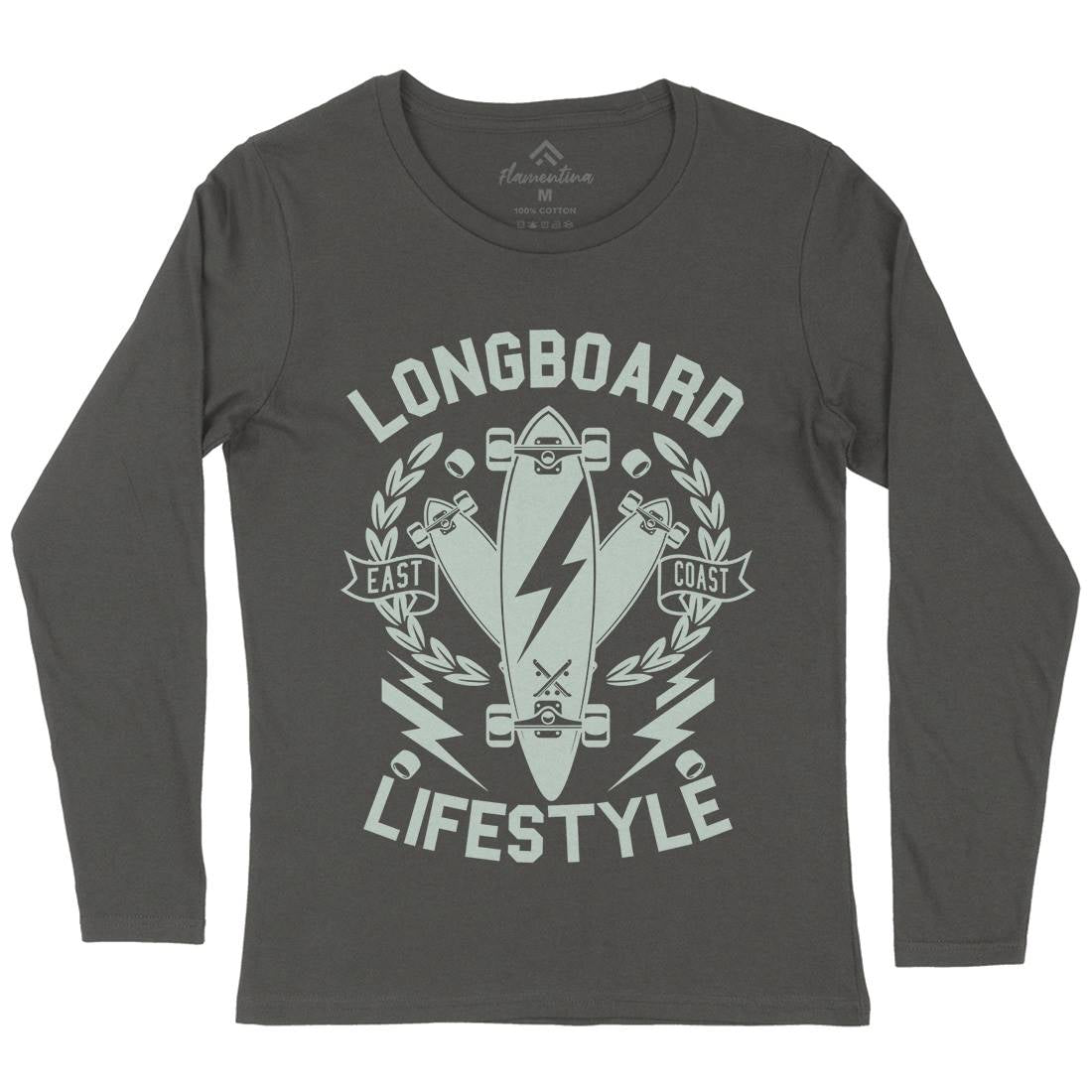 Longboard Lifestyle Womens Long Sleeve T-Shirt Skate A251