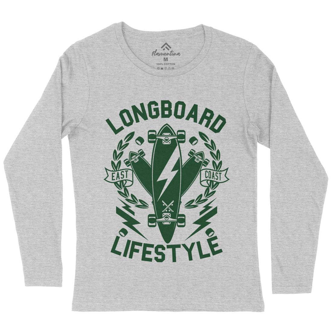 Longboard Lifestyle Womens Long Sleeve T-Shirt Skate A251