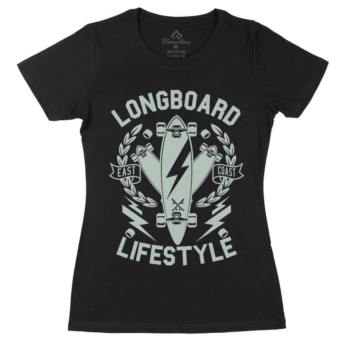 Longboard Lifestyle Womens Organic Crew Neck T-Shirt Skate A251