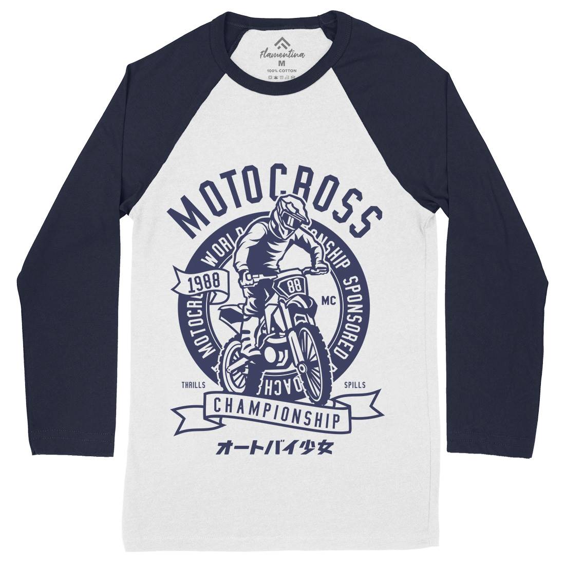 Moto Cross Mens Long Sleeve Baseball T-Shirt Motorcycles A253