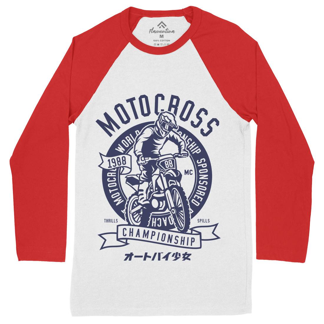 Moto Cross Mens Long Sleeve Baseball T-Shirt Motorcycles A253