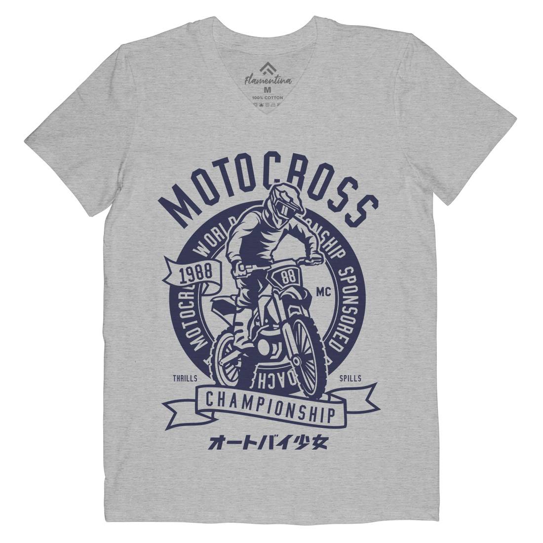 Moto Cross Mens V-Neck T-Shirt Motorcycles A253