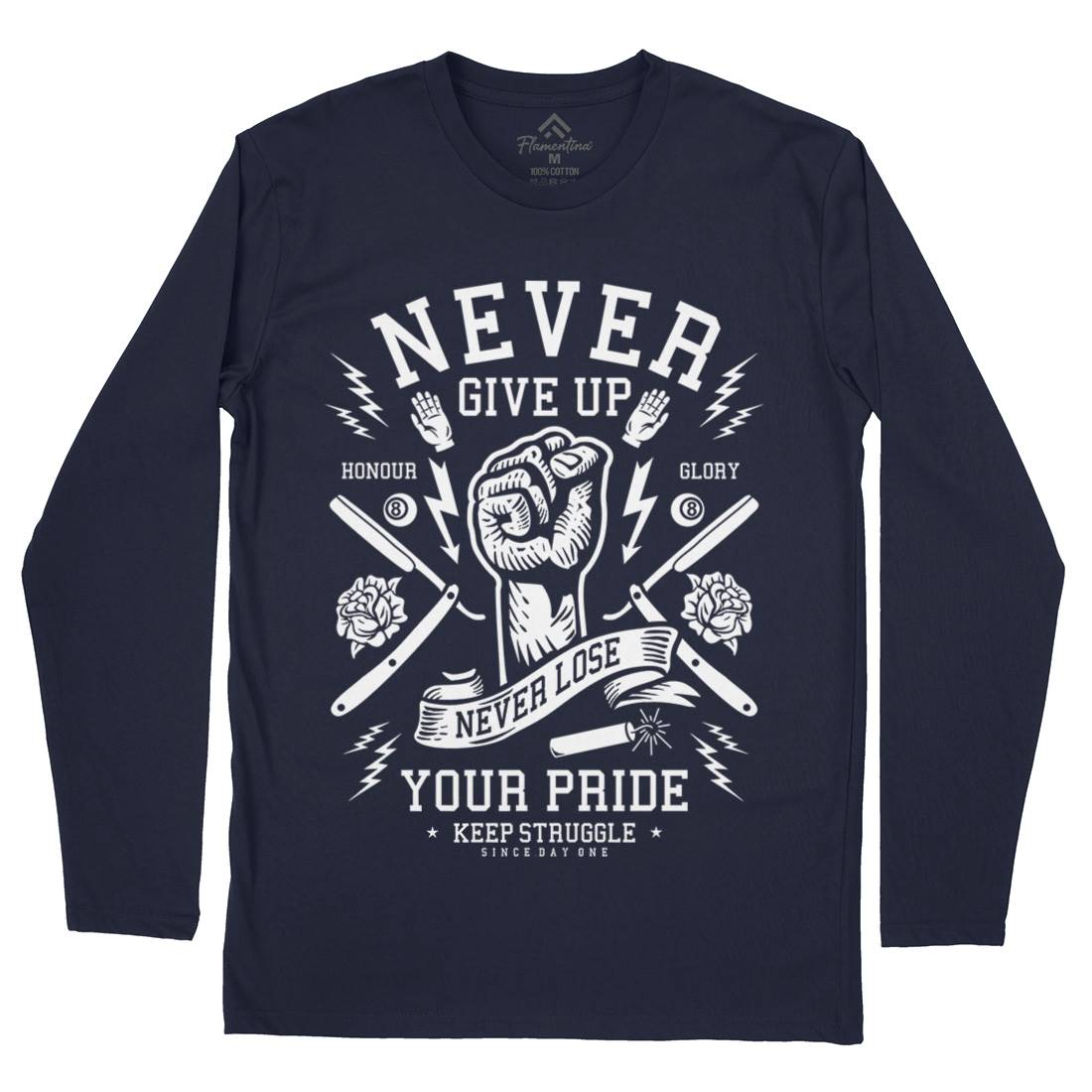 Never Give Up Mens Long Sleeve T-Shirt Quotes A254