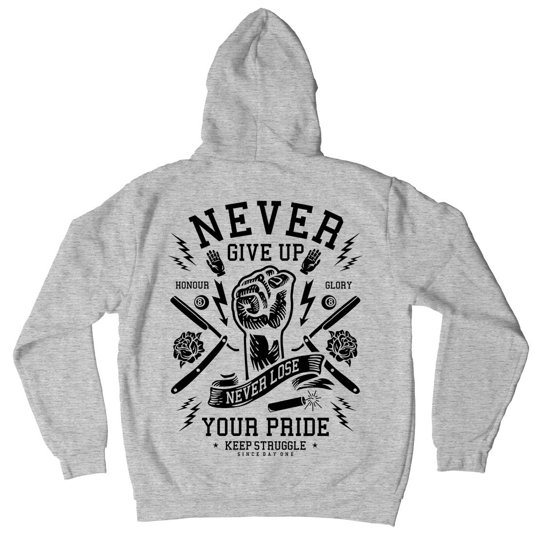 Never Give Up Mens Hoodie With Pocket Quotes A254