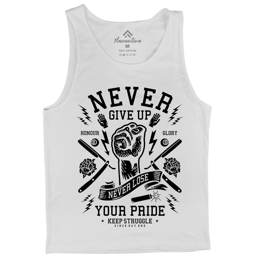 Never Give Up Mens Tank Top Vest Quotes A254