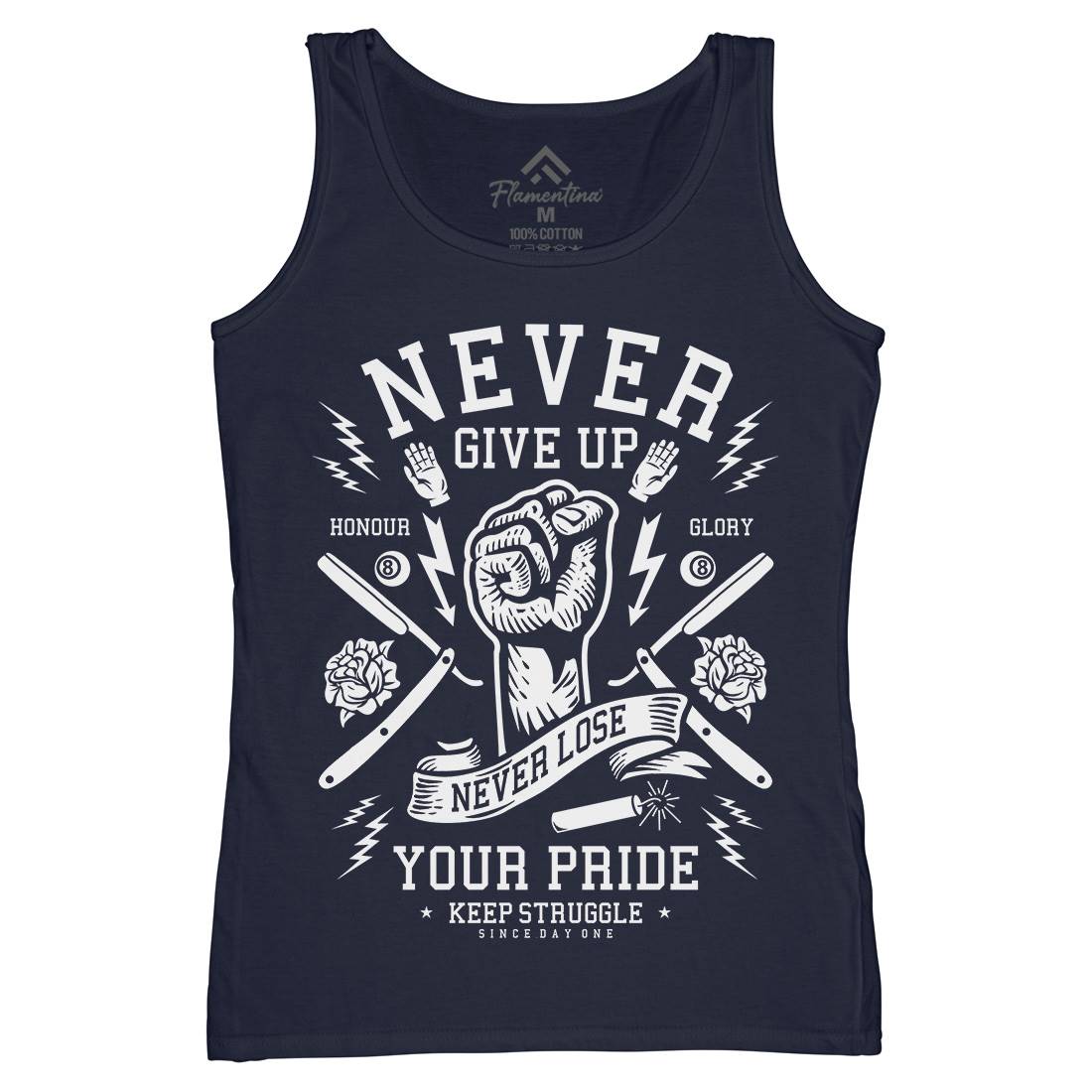 Never Give Up Womens Organic Tank Top Vest Quotes A254