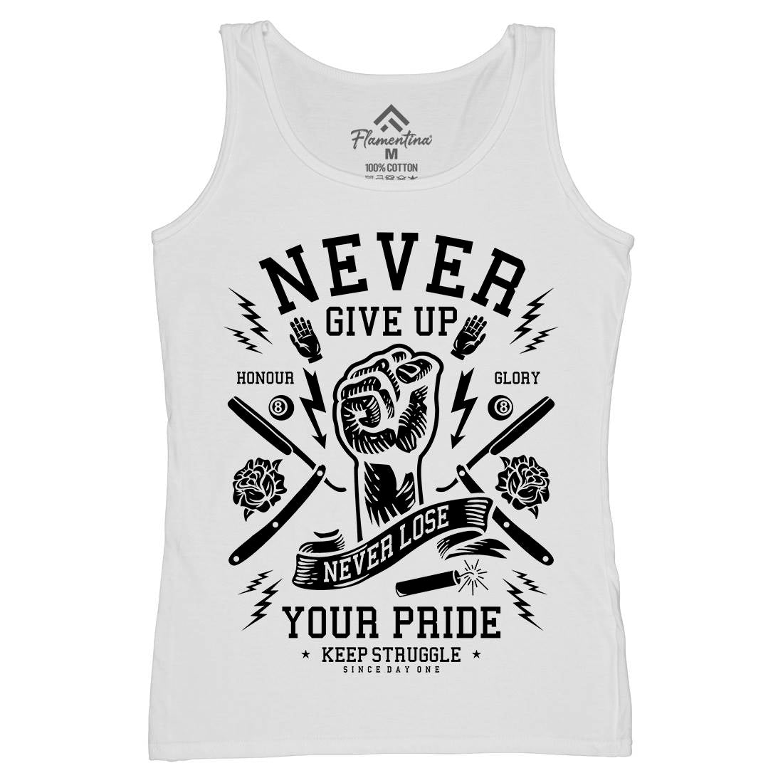 Never Give Up Womens Organic Tank Top Vest Quotes A254