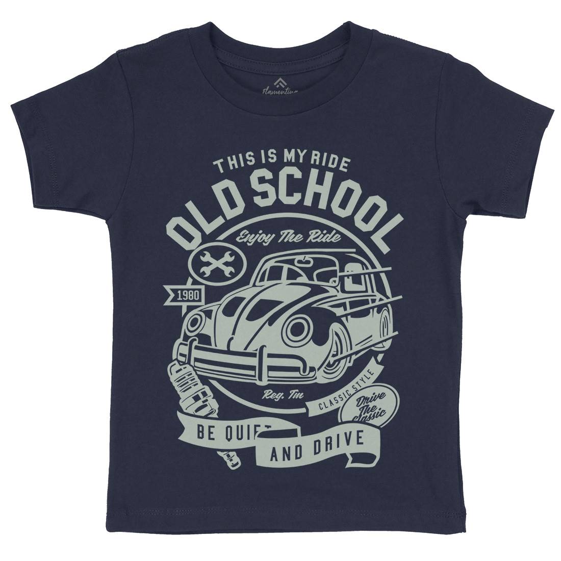 Old School Ride Kids Organic Crew Neck T-Shirt Cars A255