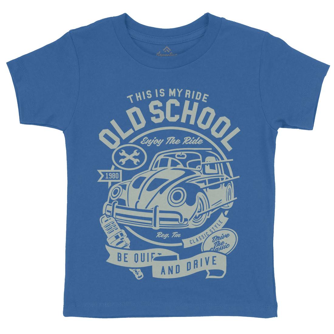 Old School Ride Kids Organic Crew Neck T-Shirt Cars A255