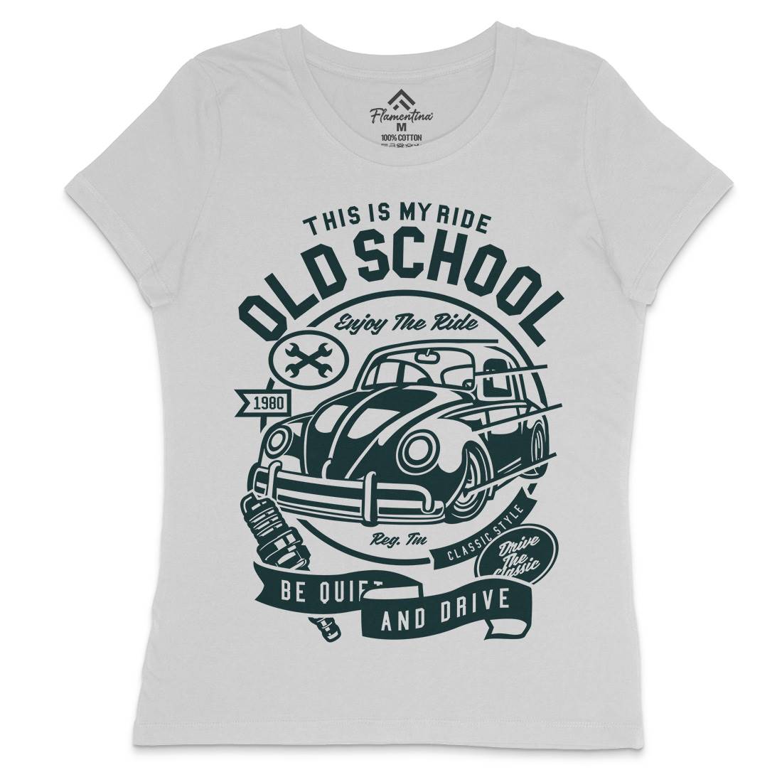 Old School Ride Womens Crew Neck T-Shirt Cars A255