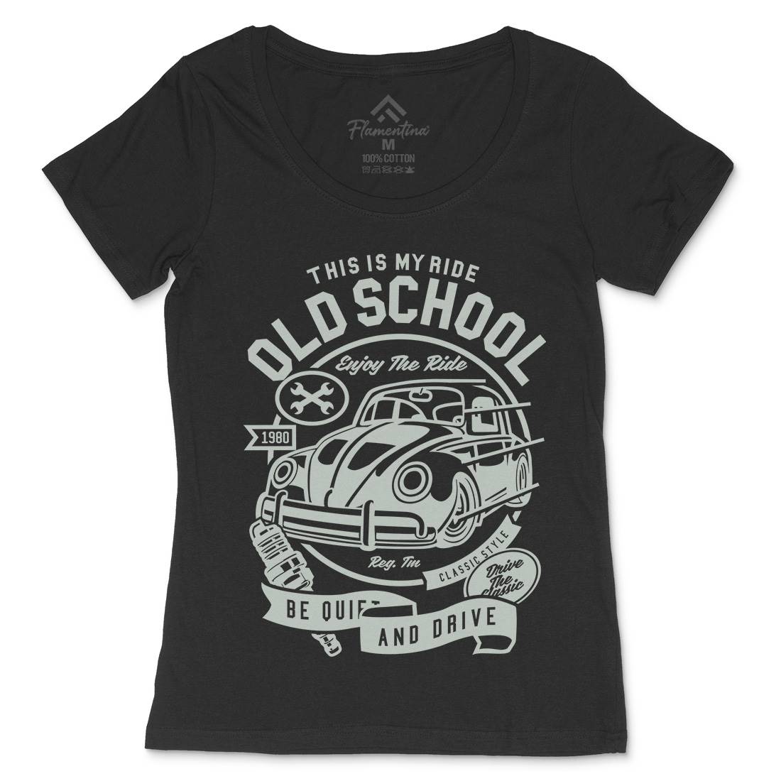 Old School Ride Womens Scoop Neck T-Shirt Cars A255
