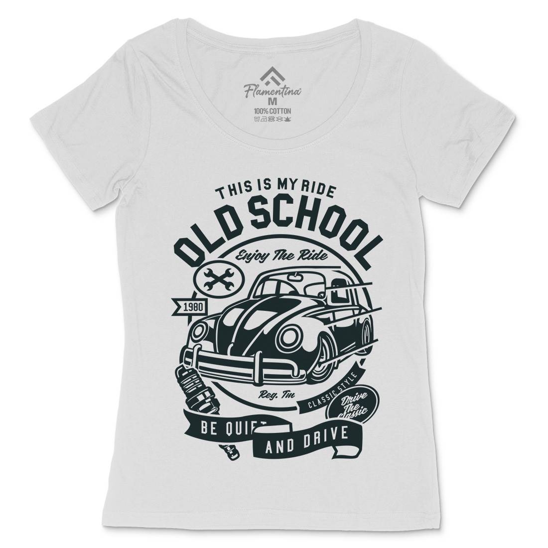 Old School Ride Womens Scoop Neck T-Shirt Cars A255