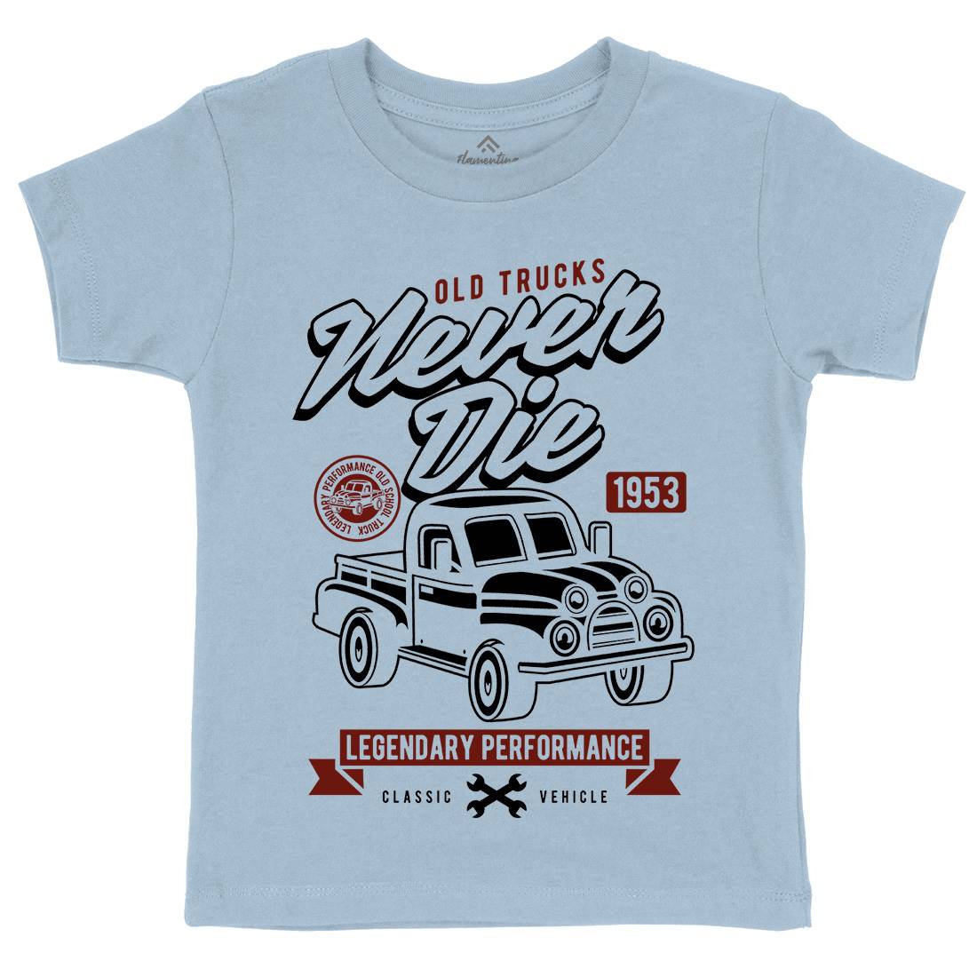 Old Trucks Kids Crew Neck T-Shirt Vehicles A256