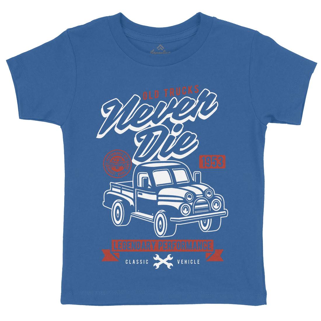 Old Trucks Kids Organic Crew Neck T-Shirt Vehicles A256