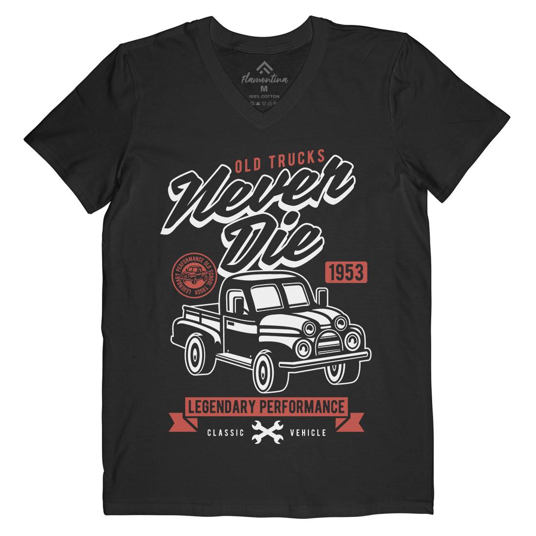 Old Trucks Mens Organic V-Neck T-Shirt Vehicles A256