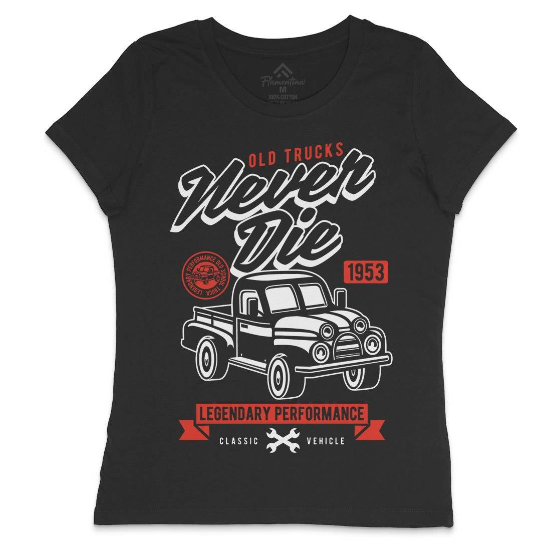 Old Trucks Womens Crew Neck T-Shirt Vehicles A256