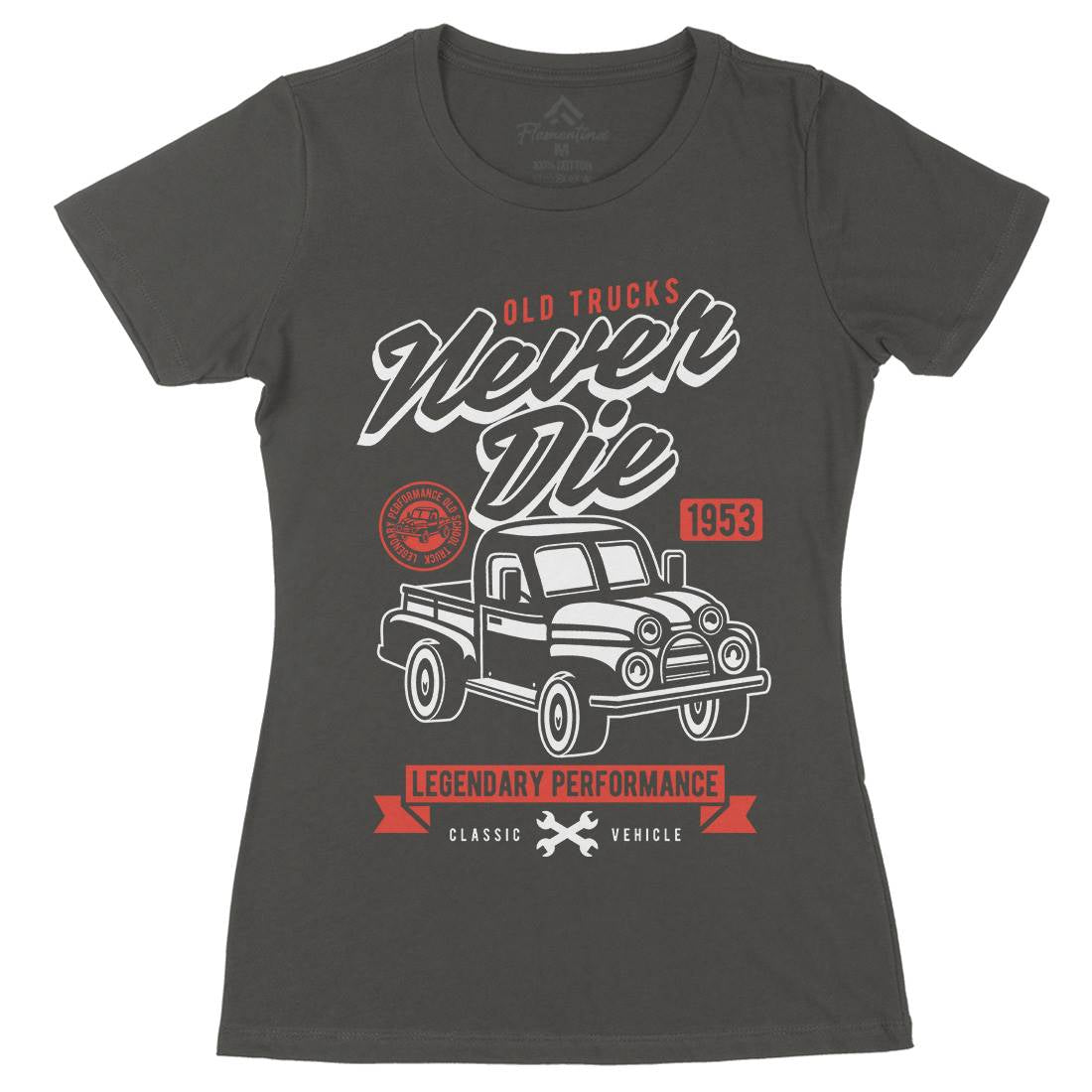 Old Trucks Womens Organic Crew Neck T-Shirt Vehicles A256