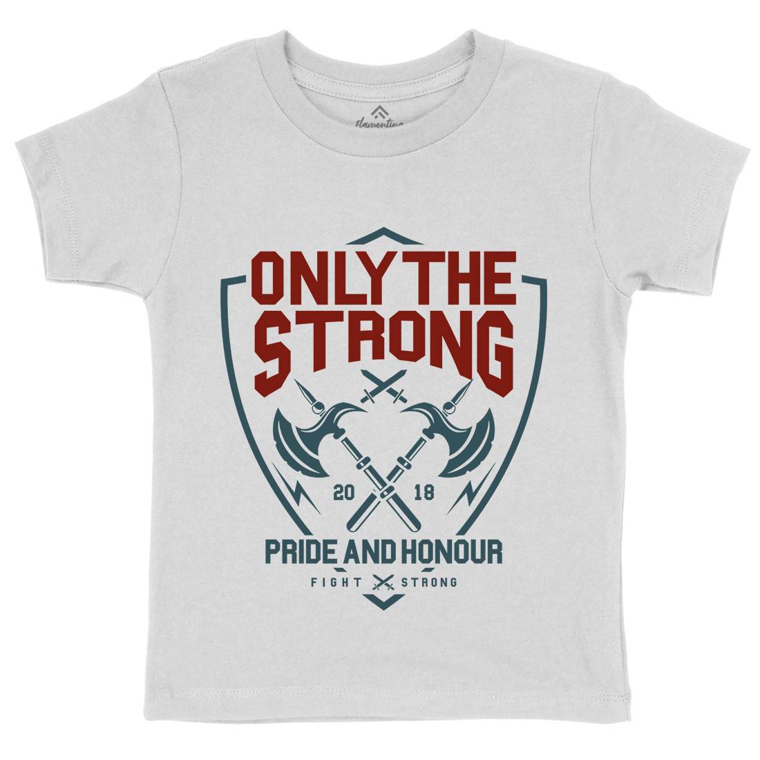 Only The Strong Kids Organic Crew Neck T-Shirt Quotes A257