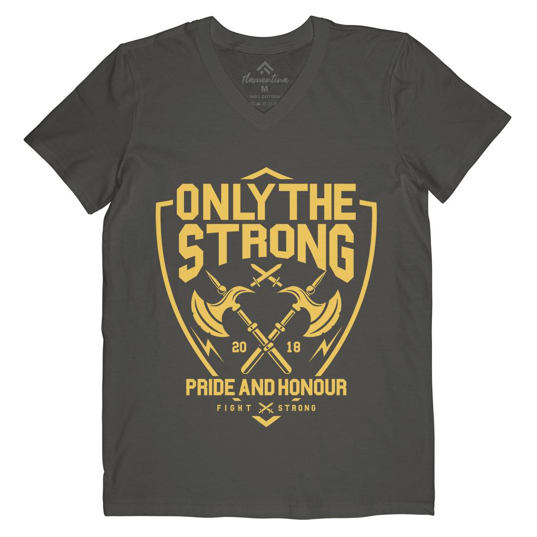 Only The Strong Mens V-Neck T-Shirt Quotes A257