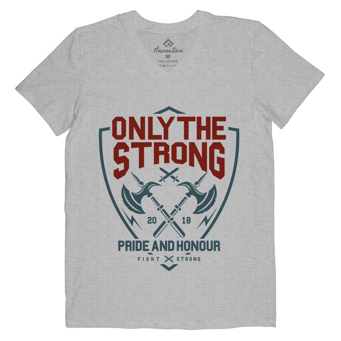 Only The Strong Mens Organic V-Neck T-Shirt Quotes A257