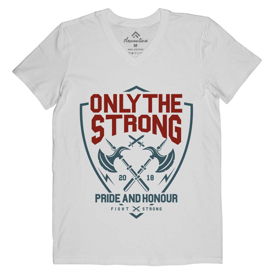 Only The Strong Mens Organic V-Neck T-Shirt Quotes A257