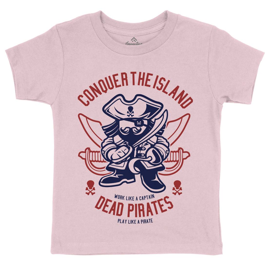 Pirates Kids Organic Crew Neck T-Shirt Navy A260