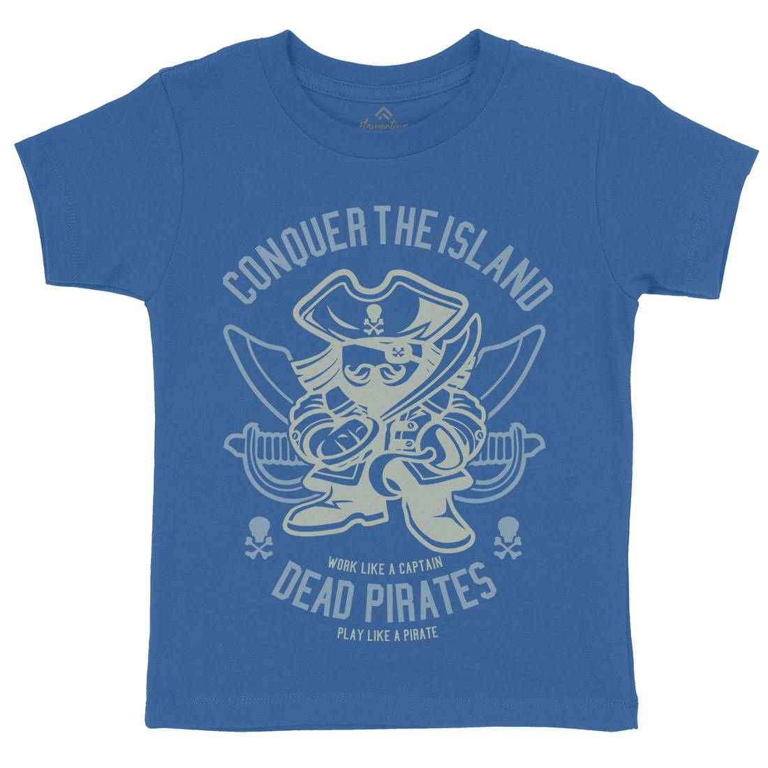 Pirates Kids Organic Crew Neck T-Shirt Navy A260