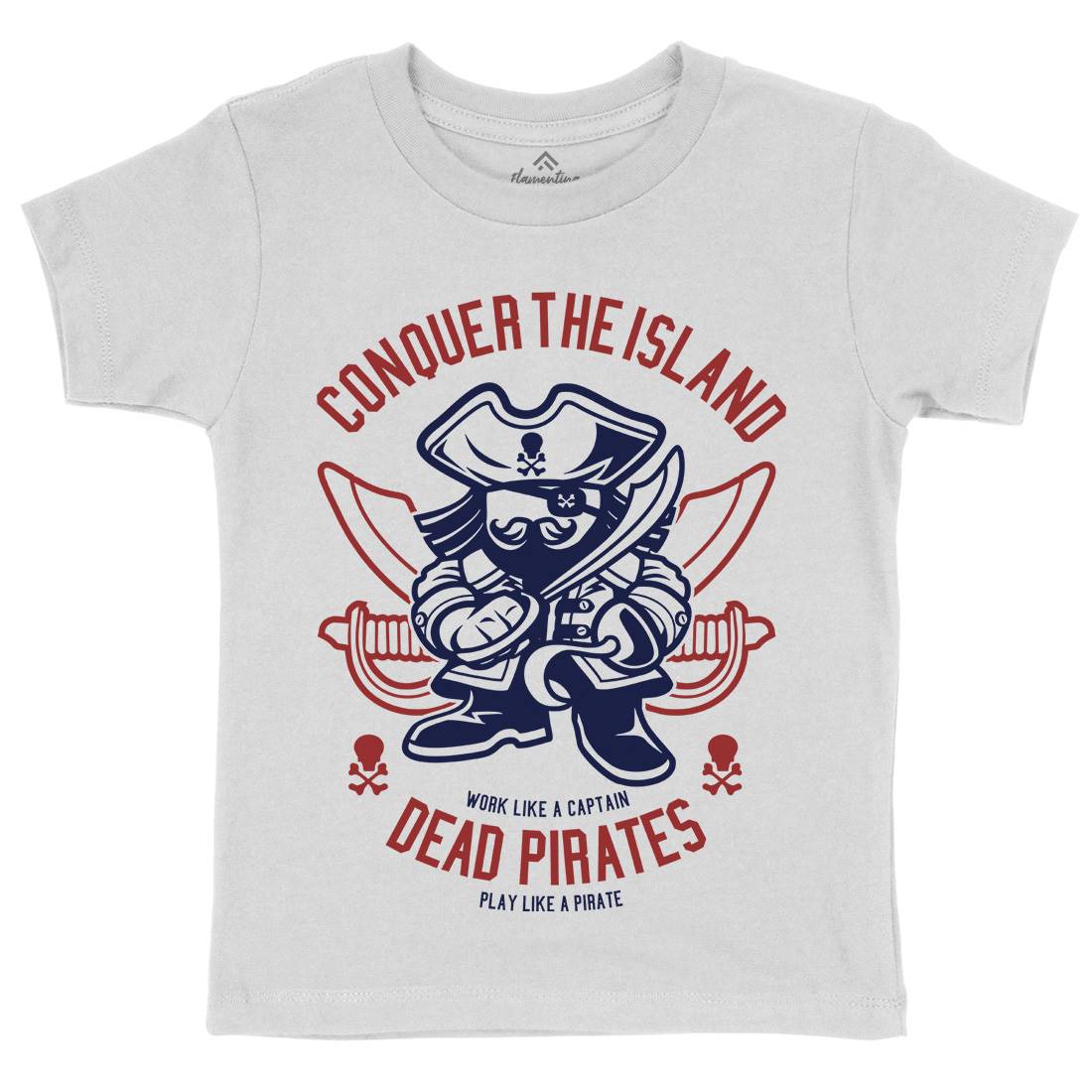 Pirates Kids Crew Neck T-Shirt Navy A260