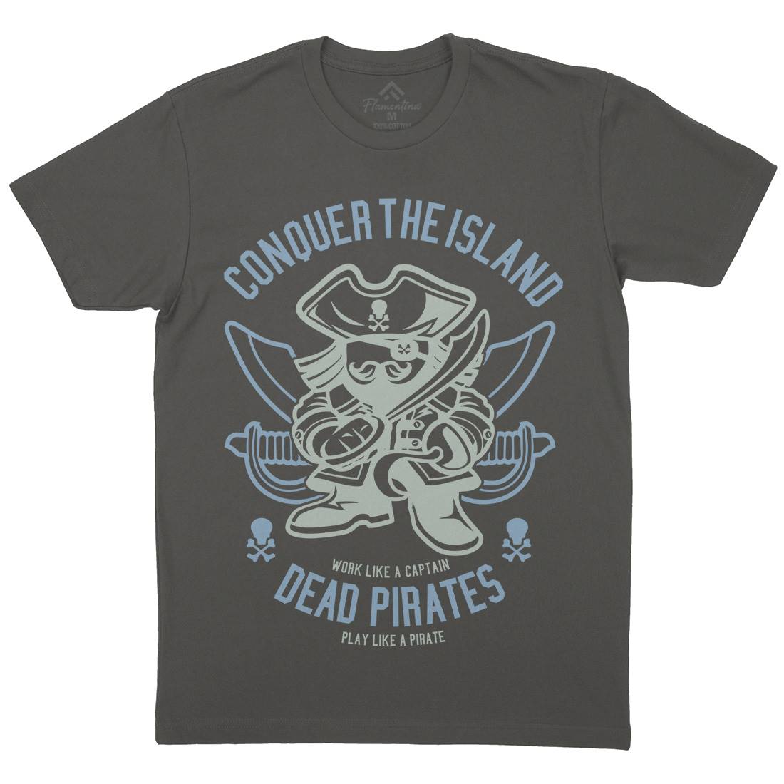 Pirates Mens Organic Crew Neck T-Shirt Navy A260