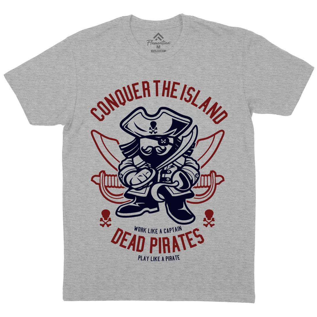 Pirates Mens Organic Crew Neck T-Shirt Navy A260