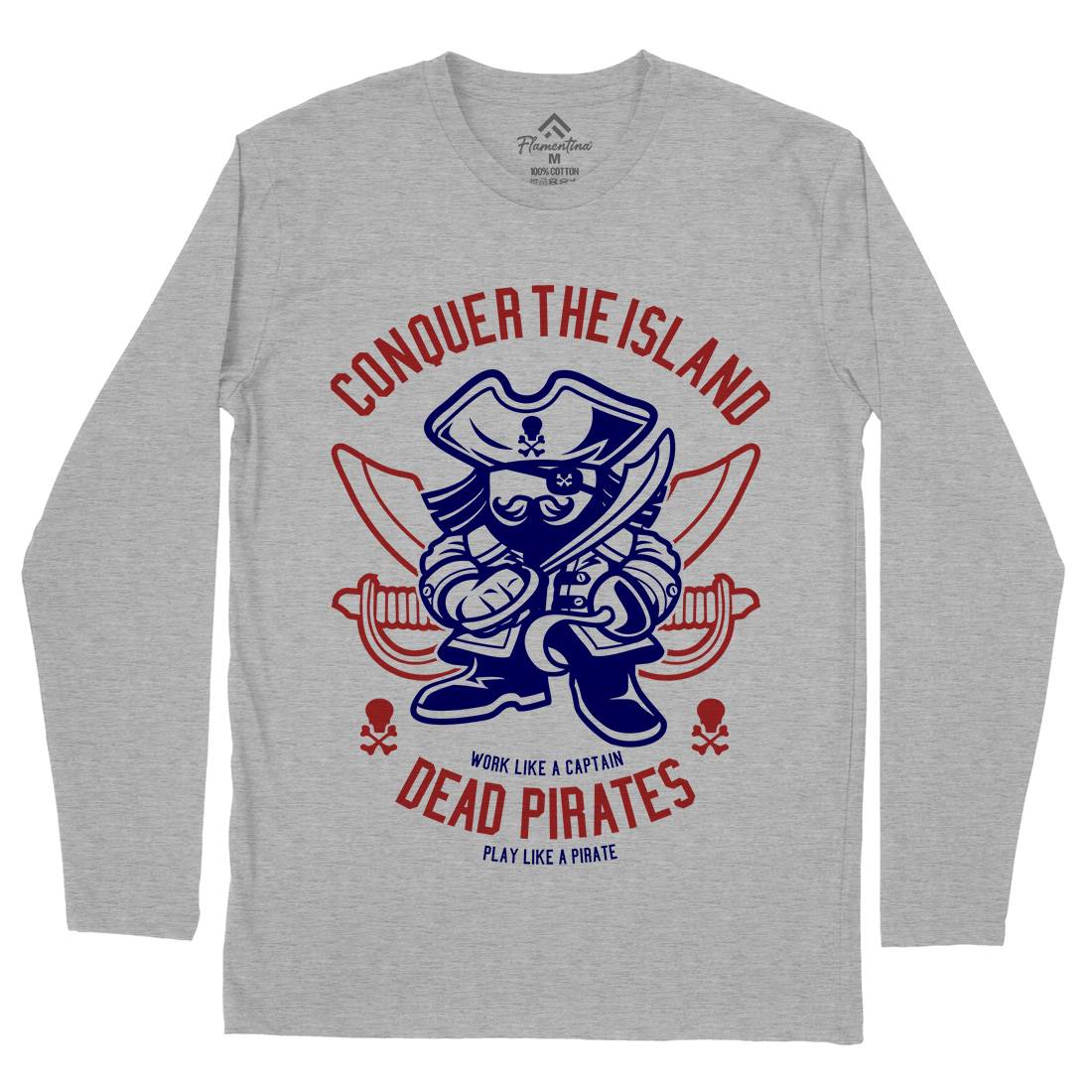 Pirates Mens Long Sleeve T-Shirt Navy A260