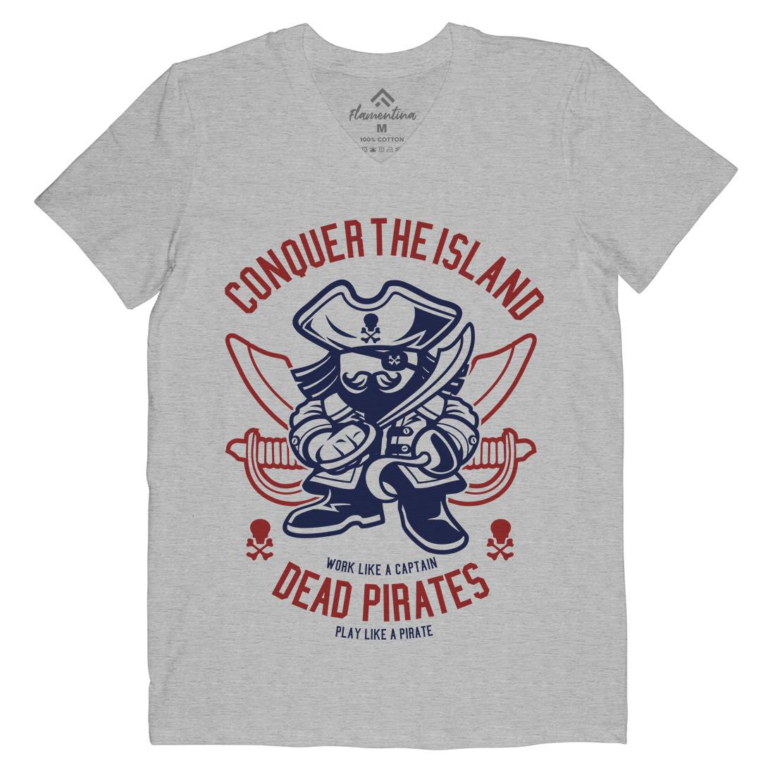 Pirates Mens V-Neck T-Shirt Navy A260