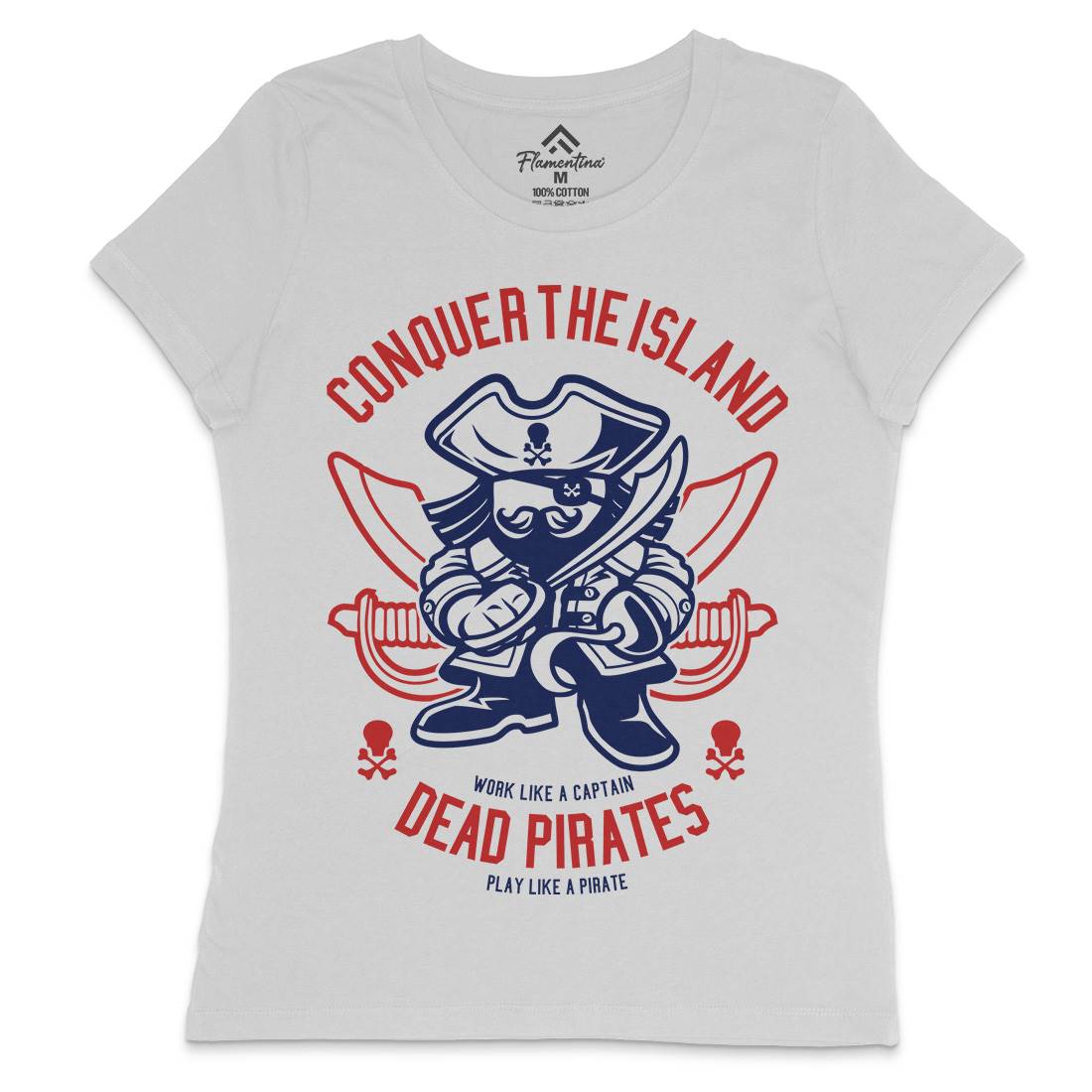 Pirates Womens Crew Neck T-Shirt Navy A260