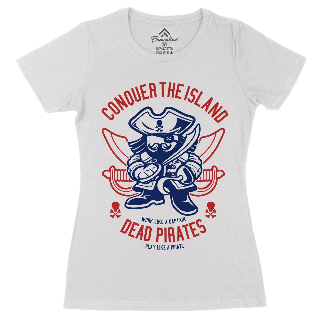 Pirates Womens Organic Crew Neck T-Shirt Navy A260