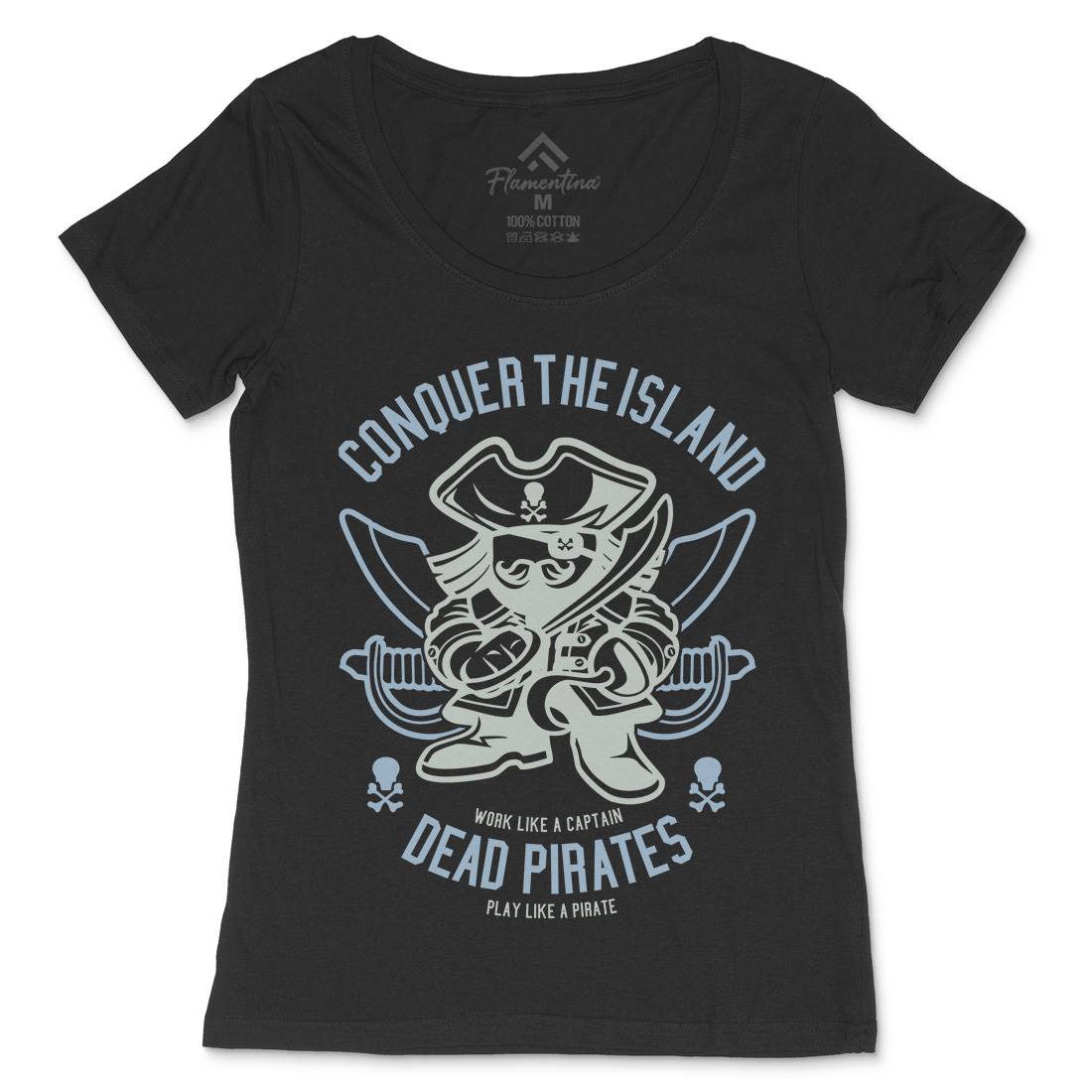 Pirates Womens Scoop Neck T-Shirt Navy A260