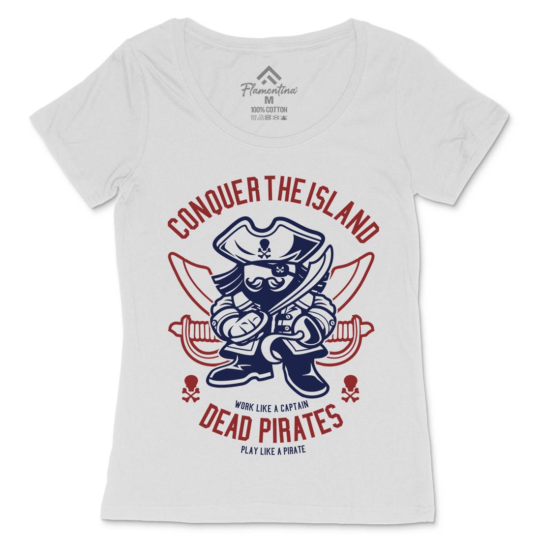 Pirates Womens Scoop Neck T-Shirt Navy A260